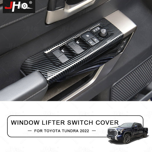 Carbon Fiber Grain Window Lift Switch Panel Cover Trim for Toyota Tundra 2022