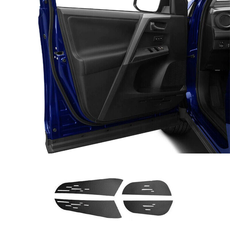 for Toyota RAV4 2013-2018 Black Leather Inner Door Anti-Kick Panel Cover Sticker
