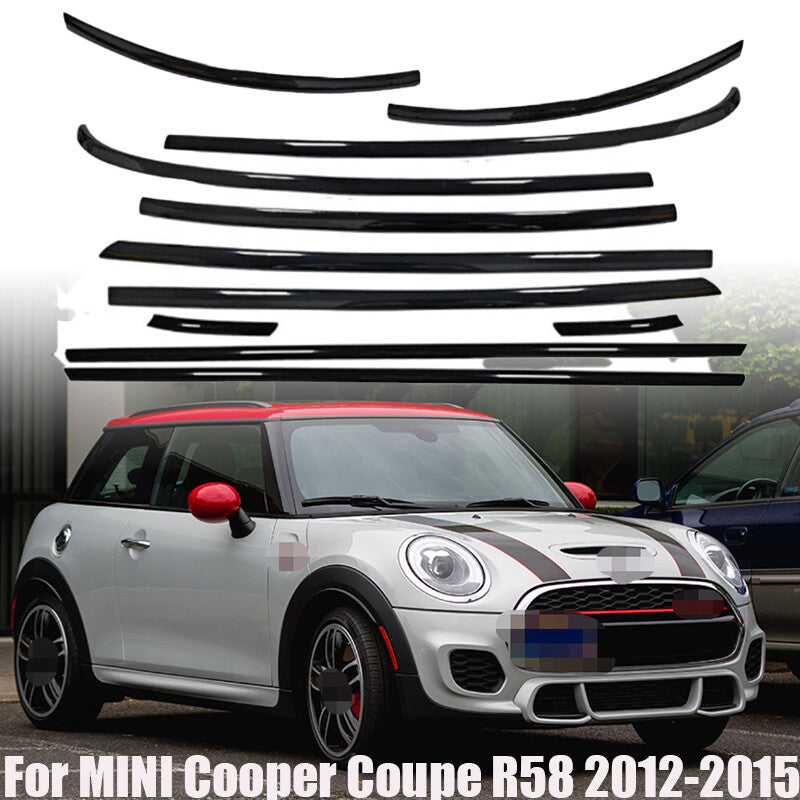 Stainless Car Window Trim Strip Gloss Black for MINI Cooper Coupe R58 2012-2015