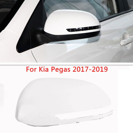 White Left Side Rearview Mirror Shell Cover Cap Fit for Kia Pegas 2017 2018-2019