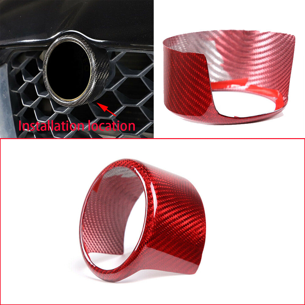 Red Carbon Fiber Front Car Logo Decorative Trim for Alfa Romeo for Stelvio 2017-20