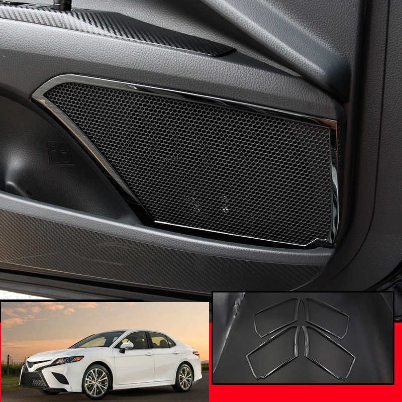 for Toyota for Camry 2018-2023 Black S.Steel Inner Door Speaker Sound Frame Trim 4X