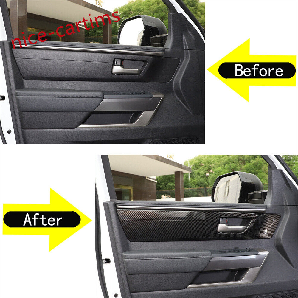 Carbon Fiber ABS Interior Door Handle Panel Decor Trim For Toyot@ Tundr@ 2022-24