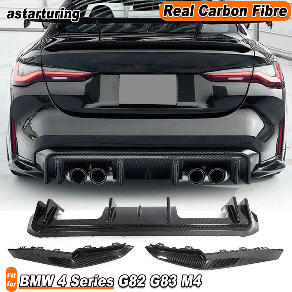for BMW 4 Series G82 G83 M4 2021-23 REAL CARBON Rear Bumper Diffuser Lip Spoiler