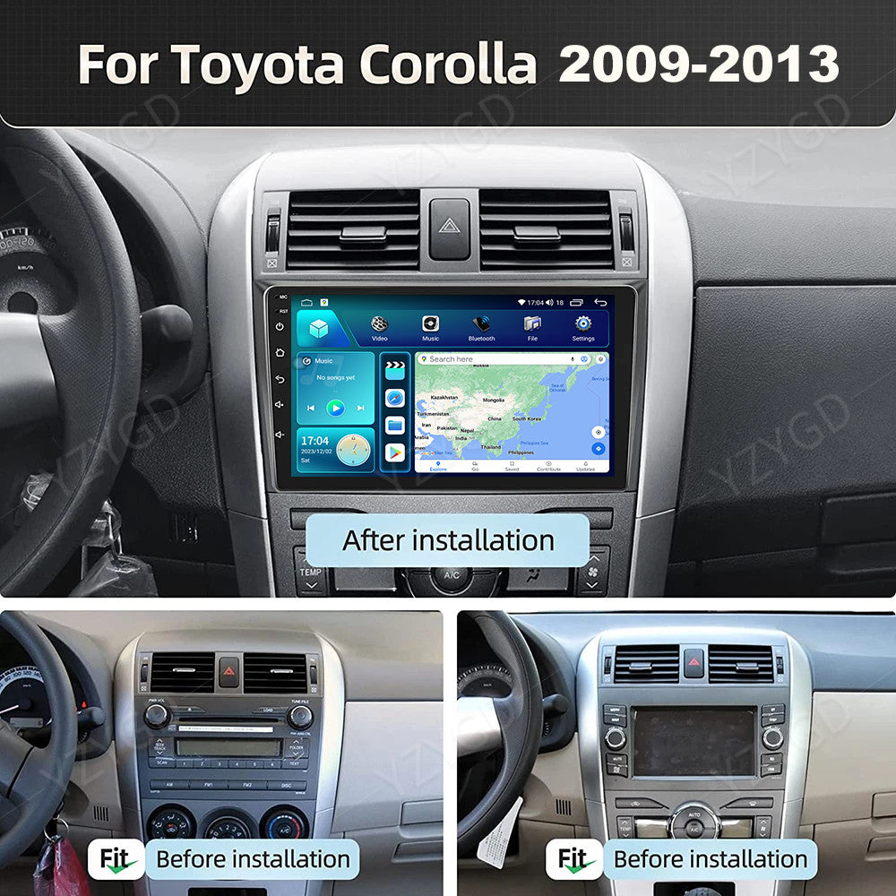 for Toyota for Corolla 2009-2013 Android 14 Car Stereo Radio GPS Navi CarPlay Screen
