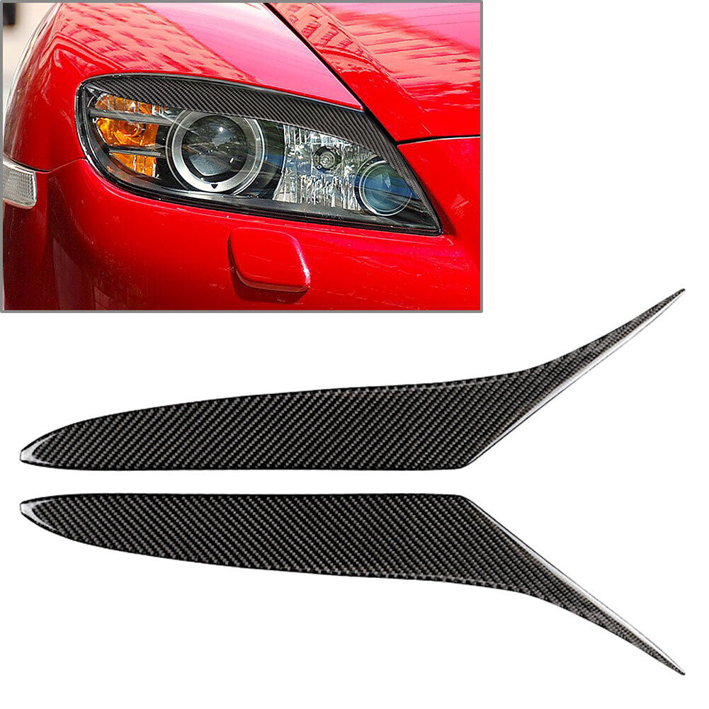 Headlight Eyebrows Eyelids Cover Trim for Mazda RX-8 RX8 2004-2008 Carbon Fiber