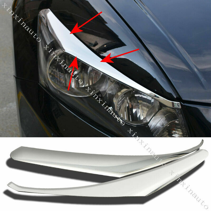 2P ABS Chrome Headlight Lamp Eyebrow Molding Trim Cover for Honda Accord 2008-12