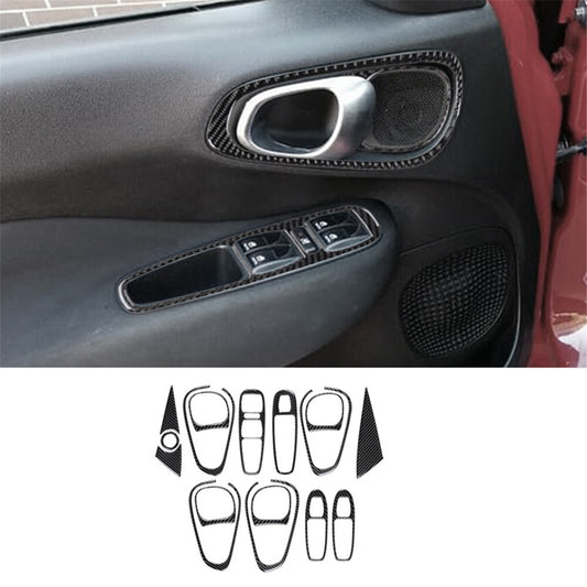 16Pcs/Set Carbon Fiber Doo Handler Controller Trim Cover for Fiat 500L 2014-2017