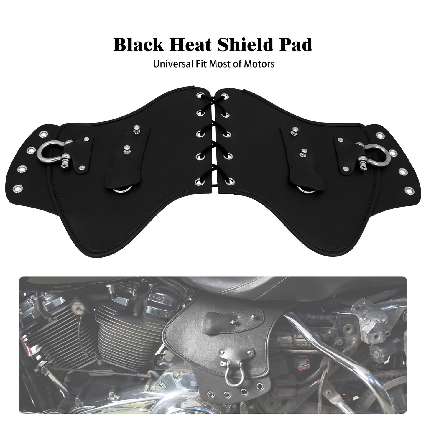 Black PU Leather Heat Saddle Shield Deflector Fits For Most Universal Motorcycle