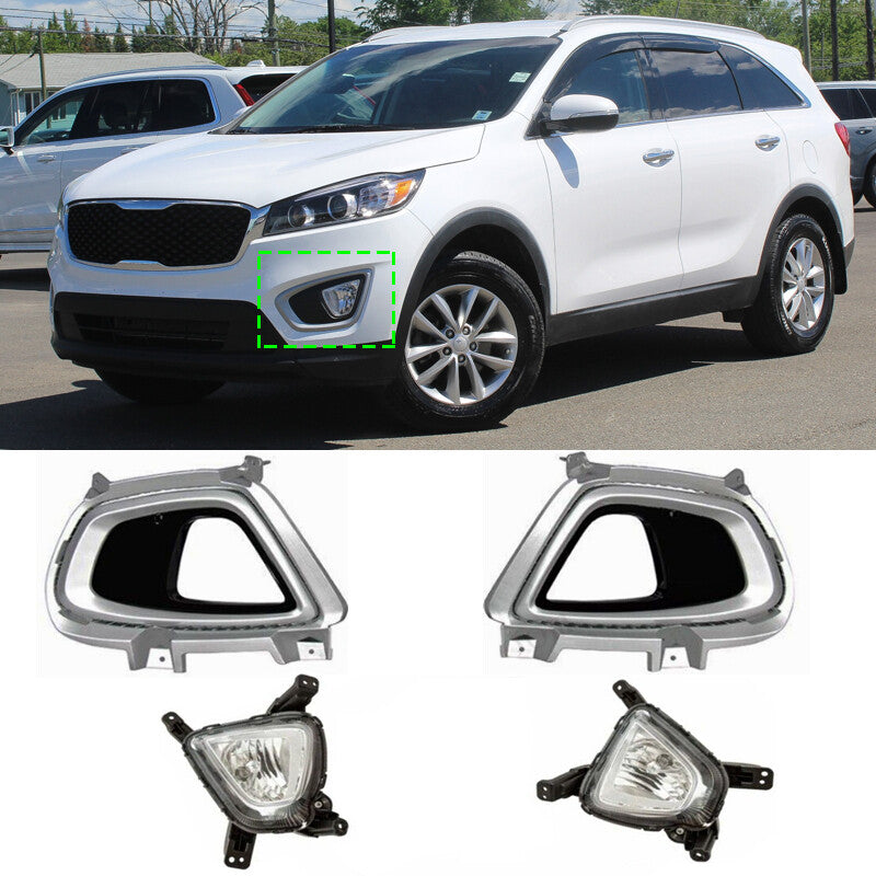Left and right for 2016-2018 for Kia Sorento front fog lights (halogen) and bezels