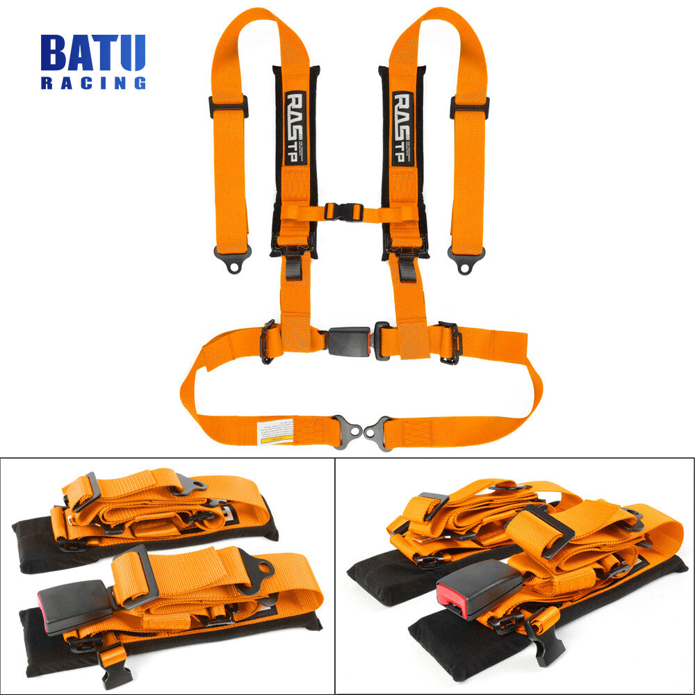 Gold 2inch 4-Point Harness Quick Release Safety for Seat Belt+1Pair Shoulder Pads