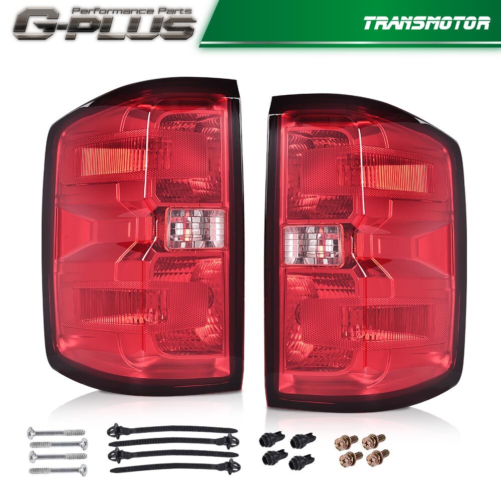 Paired taillights and brake lights suitable for Chevrolet Silverado 1500, 2500HD, and 3500HD models (2014-2018).