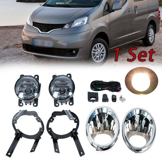 Set Front Bumper Foglamp Fog Light Cover Wires Switch for Nissan NV200 2010-2018