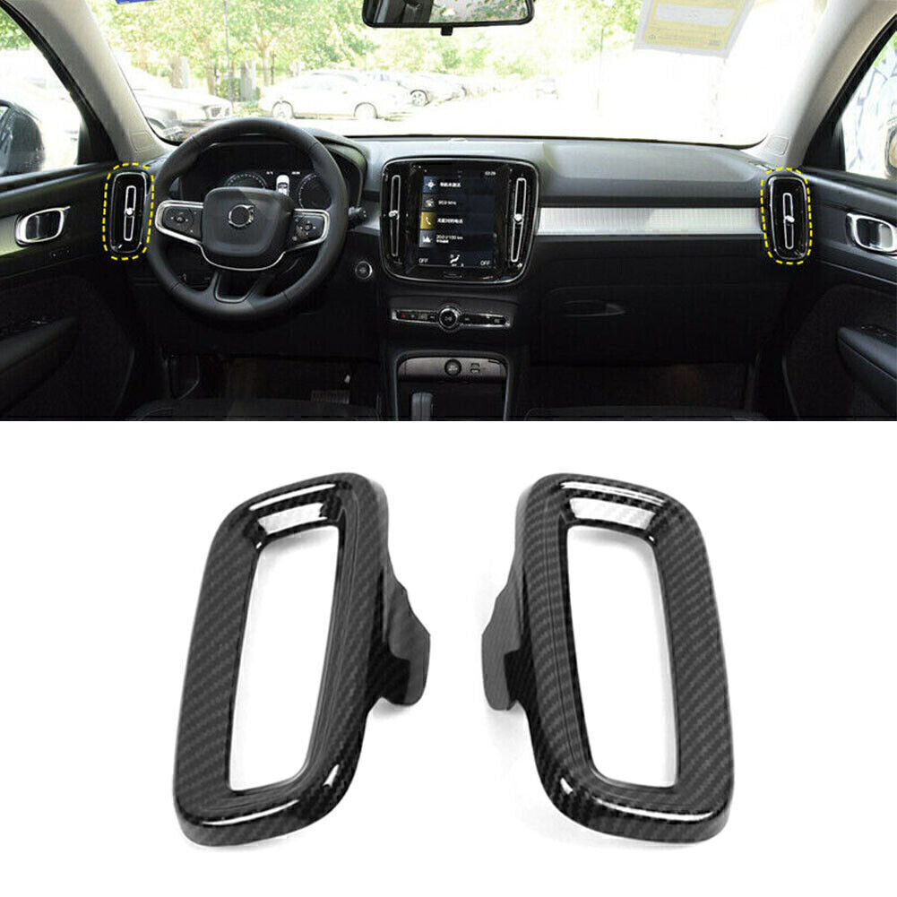 Fit 2018-2020 for Volvo XC40 Dashboard Side Air Vent Outlet Cover Trim Carbon Fiber