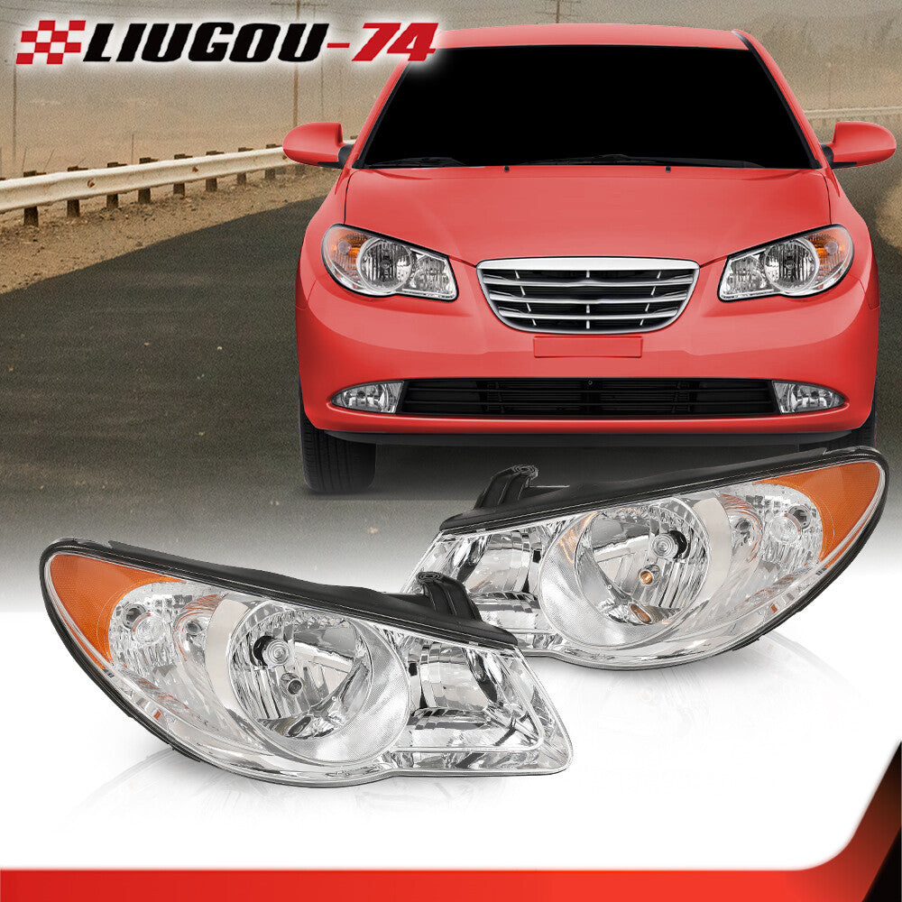 Transparent lens suitable for 2007, 2008, 2009, and 2010 for Hyundai for Elantra chrome headlight assemblies.