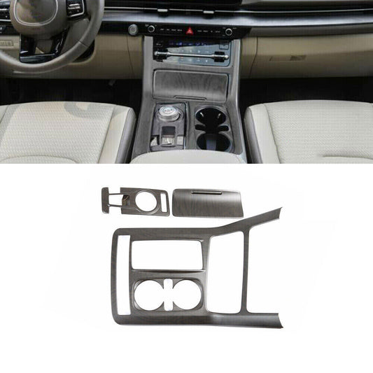 for Kia Carnival 22-23 Wood Grain ABS Central Gear Shift Box Panel Frame Cover3