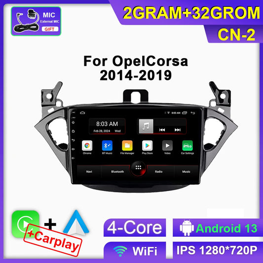 for Opel Corsa E 2014-2019 CarPlay Car Radio GPS Stereo Multimedia Player Screen