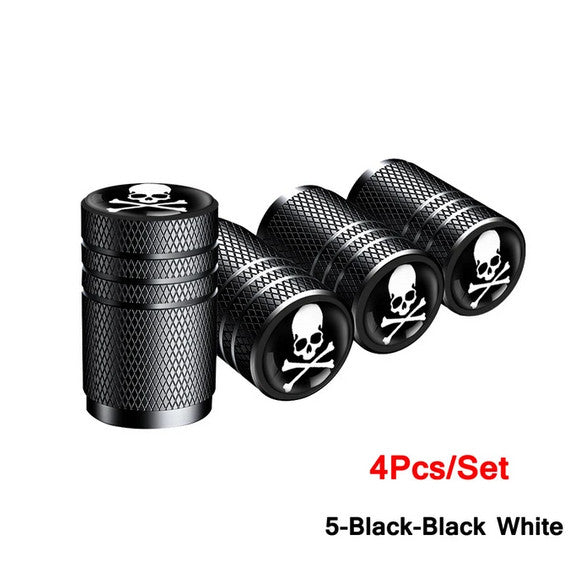 4-piece car tire valve cover rod air dust cover premium metal blue and white for Volvo