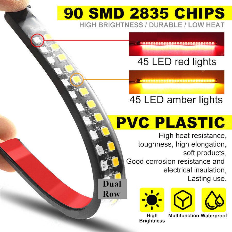 Motorcycle Led Rear Turn Signal Brake Light Stop Daytime Running Light 11.8in