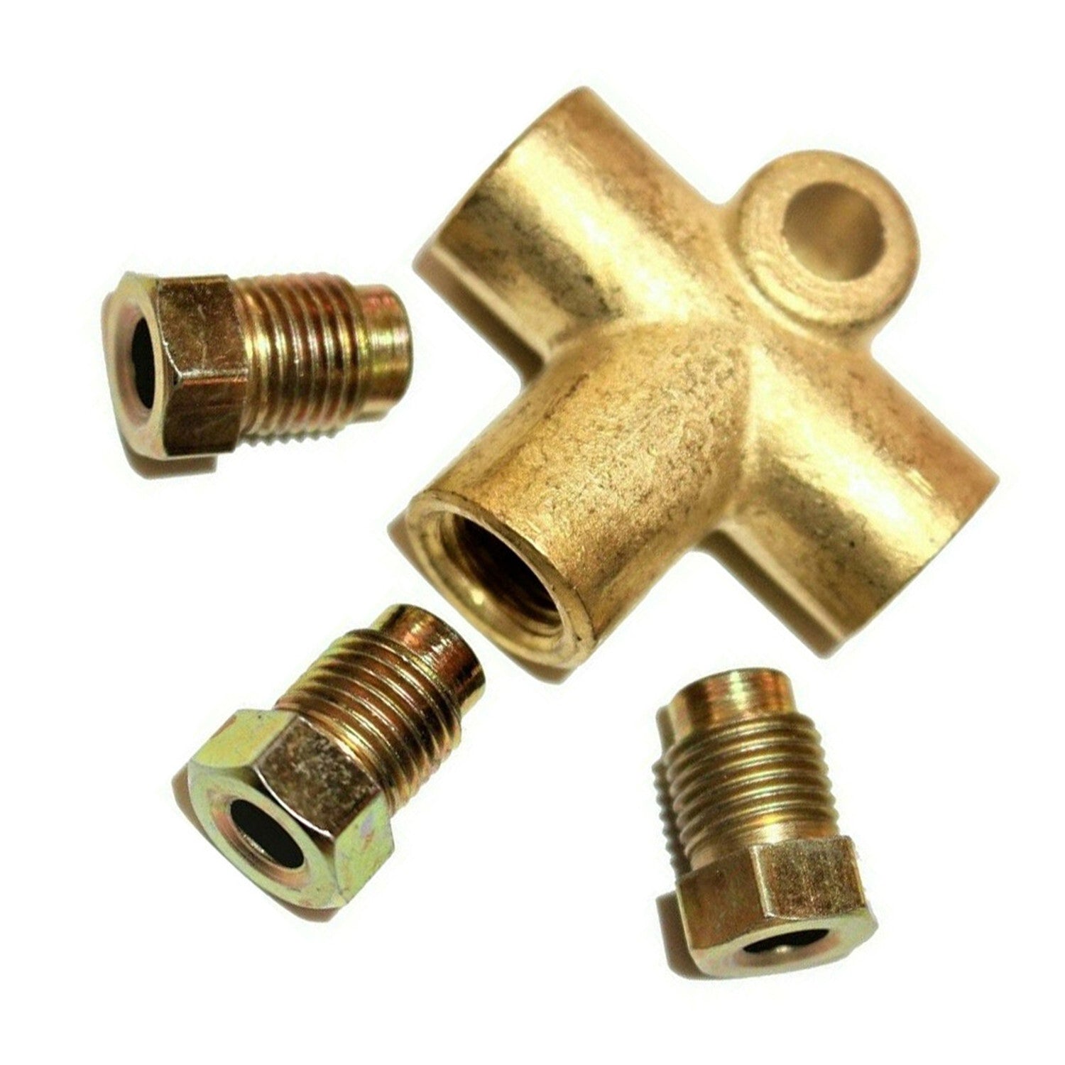 10mm 3 Way Brake T Piece Tee W/ 3 Male Nuts Short Union Metric M10 3 / 16 Pipe
