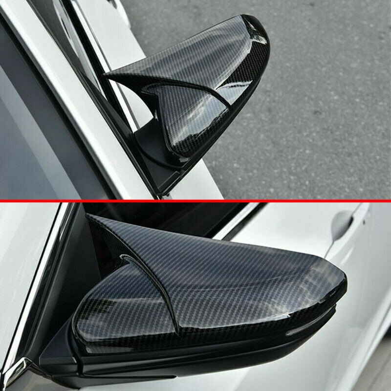 Carbon Fiber Style OX Side Door Rearview Mirror Cover Trim for Honda for Civic 19-21
