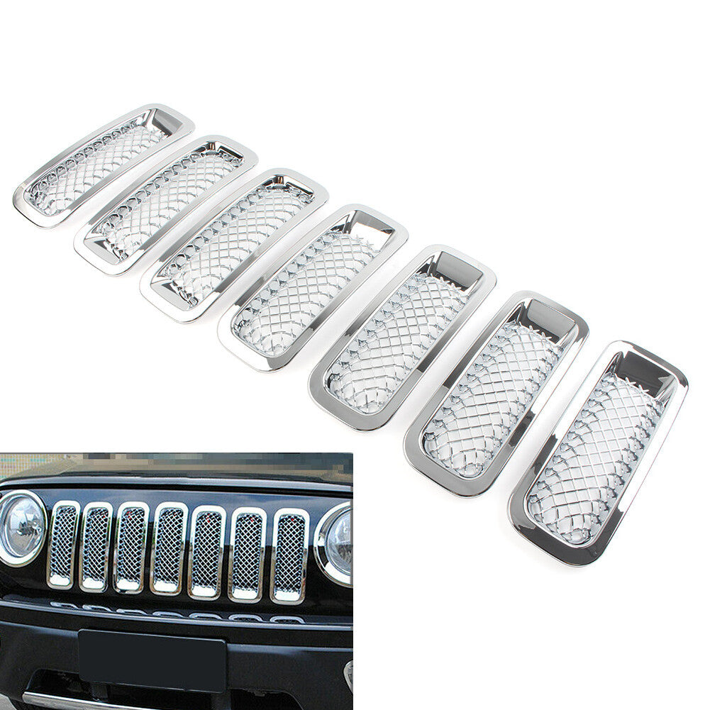 7 Pcs Front Mesh Grille Grill Cover FIT for Jeep Patriot 2011-2017