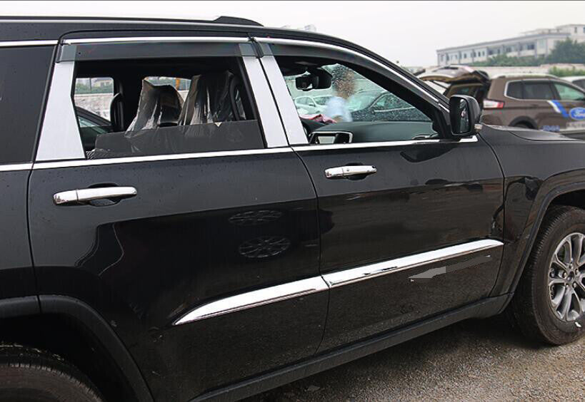 4P for Jeep Grand Cherokee 2014-2018 Chrome Side Door Guard Molding Strips Trim
