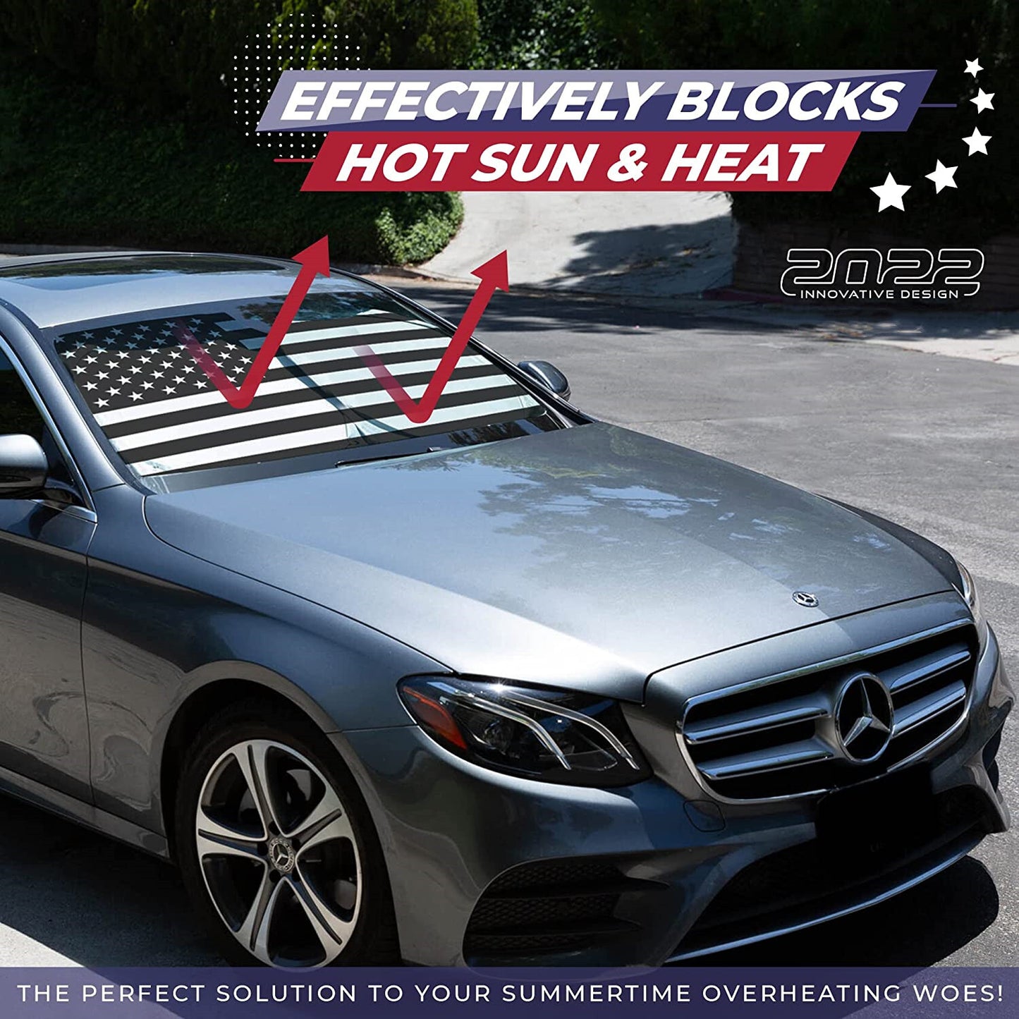 for Dodge Truck Windshield Sun Shade American US Flag UV Block Front Cover Visor