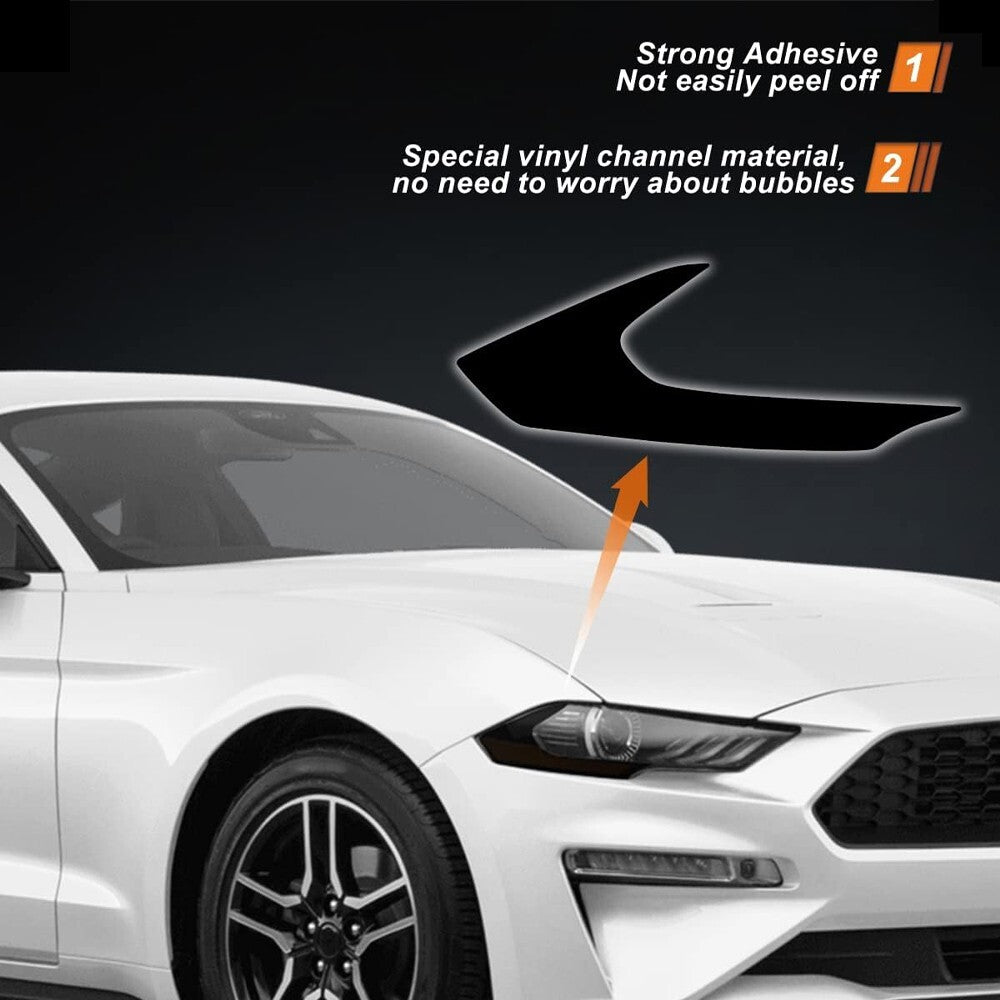 Black Front Headlight Side Marker Overlay Vinyl Decal for Ford for Mustang 2018-2021