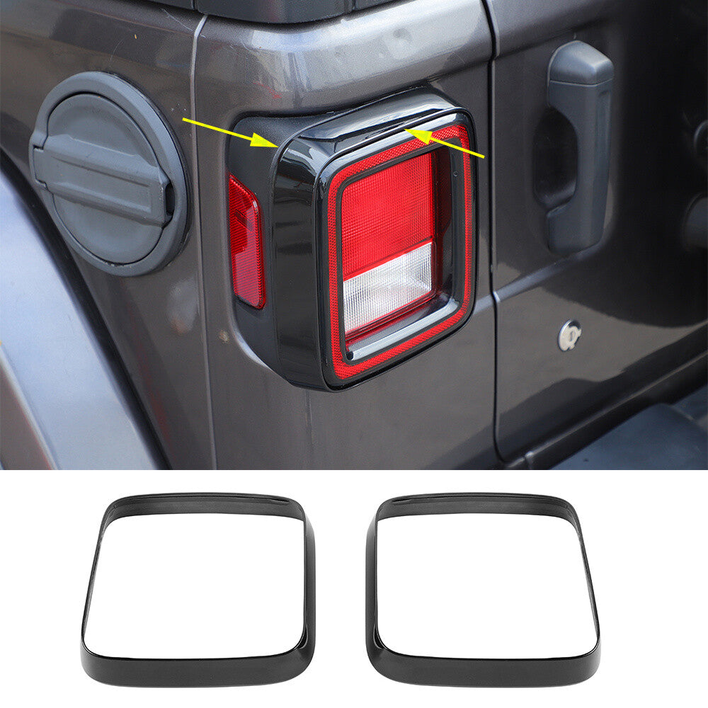 2¡ÁBlack ABS Taillight Lamp Guards Ring Cover for Jeep for Wrangler 2018+ Accessories