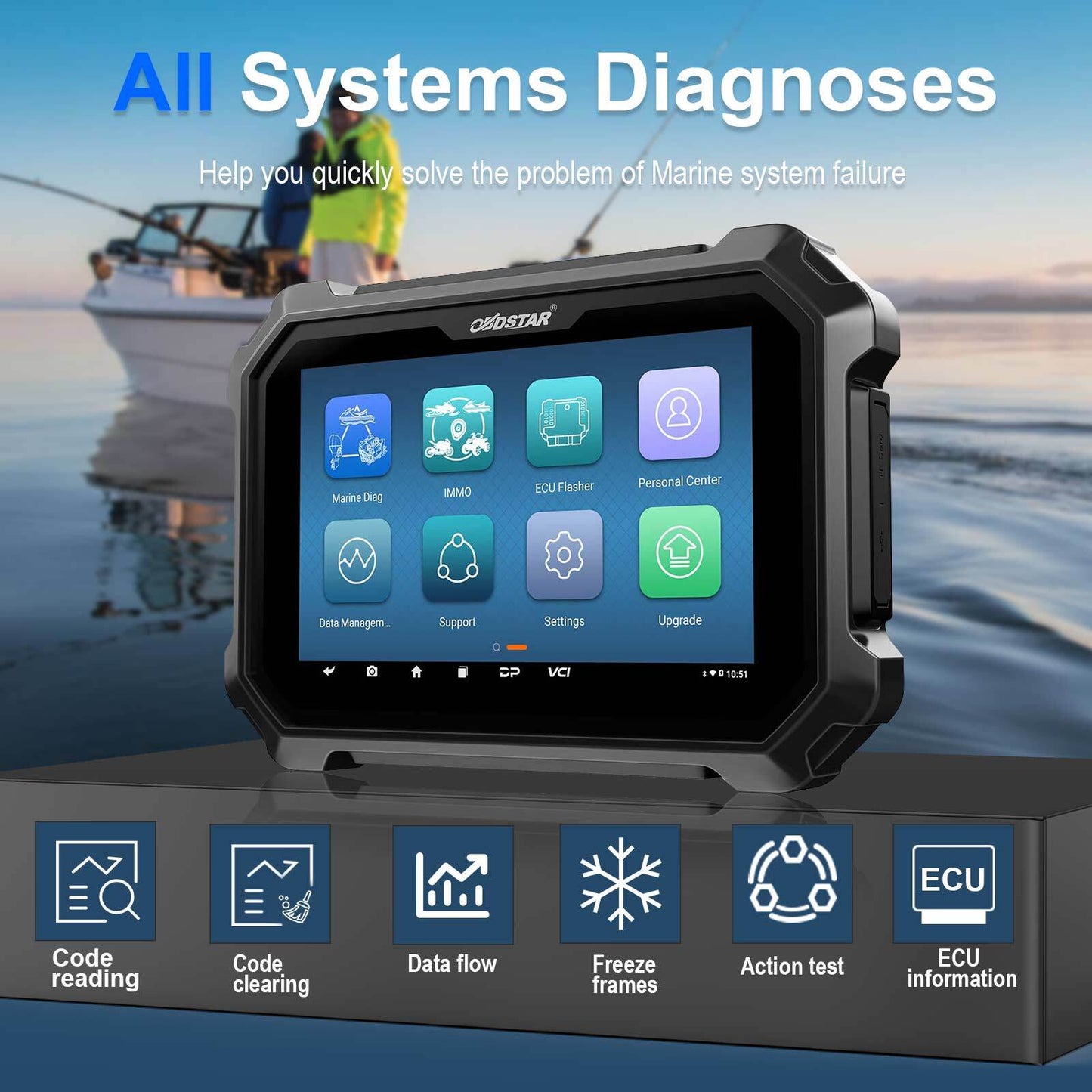 OBDSTAR D800 A+B+C+D Full Configuration Marine Diagnostic Tool Scan Code Clear