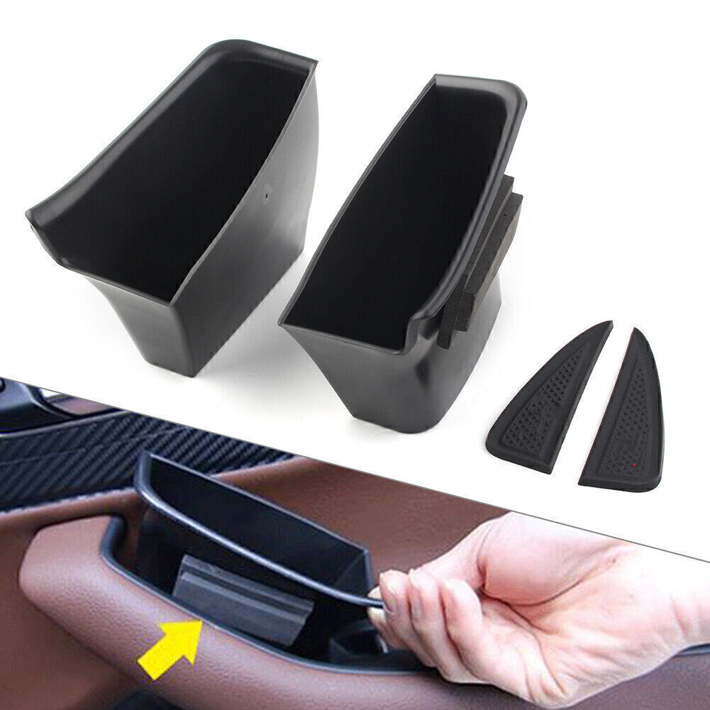 Car Rear Door Handle Armrest Storage Box Tray Bin Kit for Audi Q7 2016-2018 2PCS