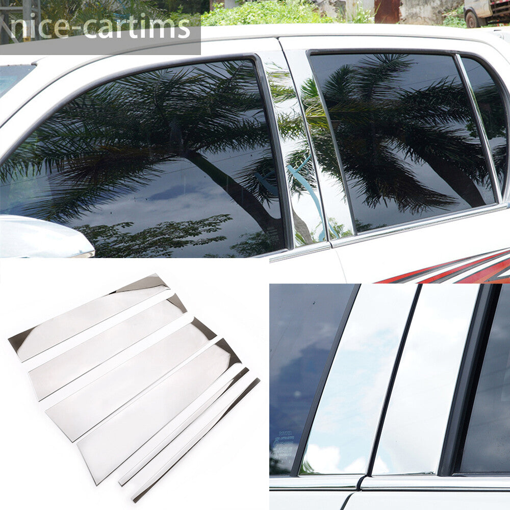 For T@yota Hilux Revo 2015-21 Window Pillar Posts Panel Door Trim Steel Chrome¡Á6
