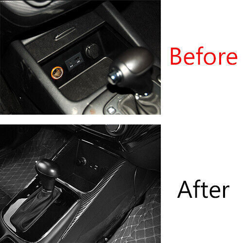 Car Inner Console Storage Box Cover Trim for Kia K3 2014-2018 Black Carbon Fiber