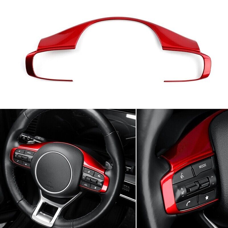 Shiny Red Interior Steering Wheel Frame Button Cover Trim for Kia K5 2021-23