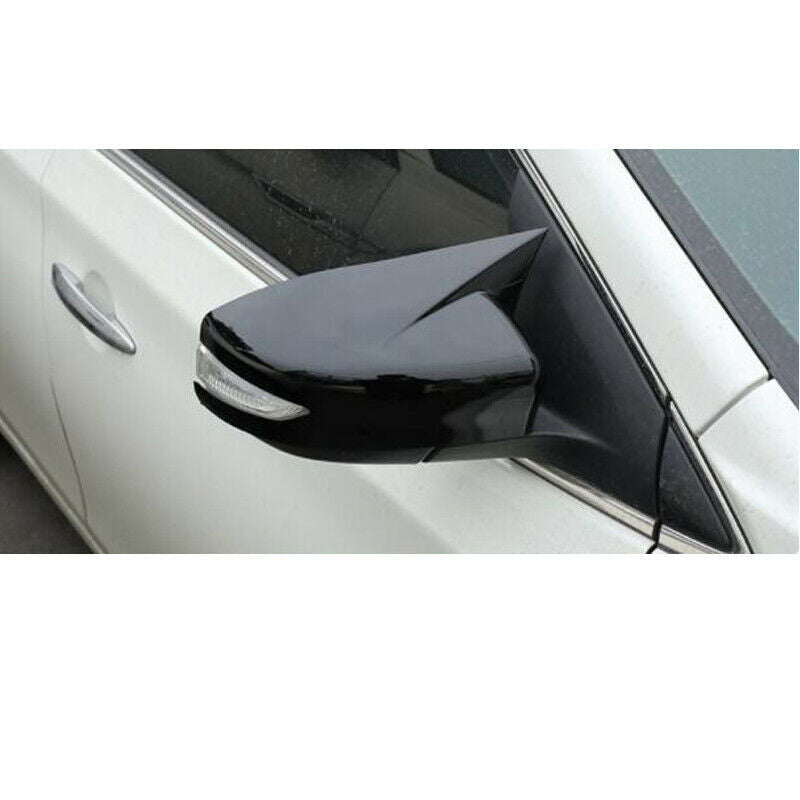 for Nissan Altima 2013-2018 ABS Ox Horn Rear View Mirror Cover Trim Glossy Black