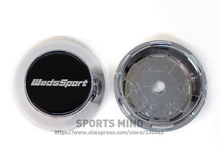 4x69mm Weds Sport Black Silver Decal Badge Wheel Center Cap Hub Cap Edge Cap
