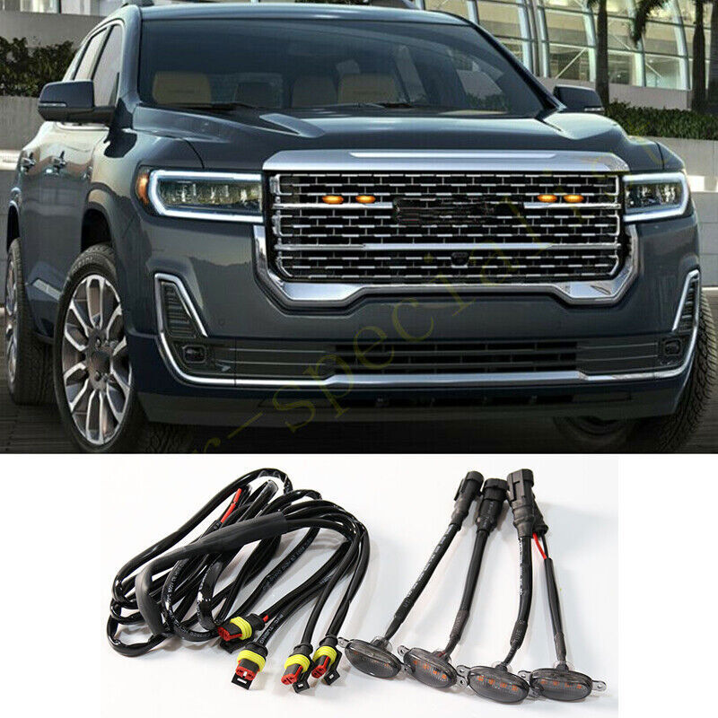 for GMC Acadia 2020-2024 smoke Style Front Grill LED Marker Light Kit