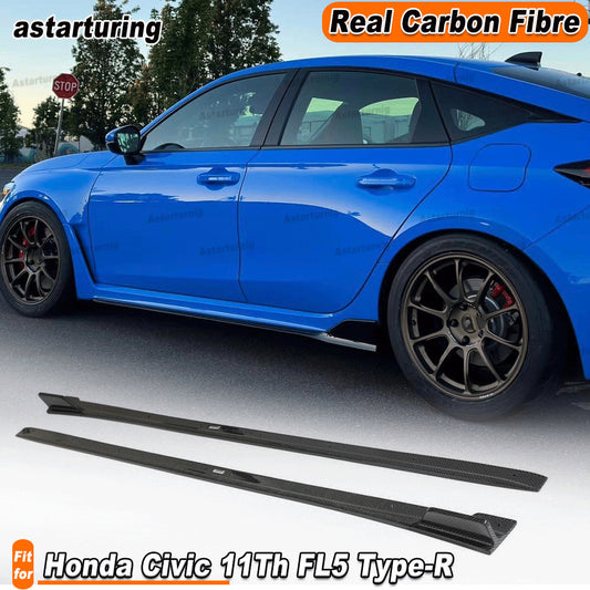 Fit for Honda for Civic Type R 2023UP REAL CARBON Side Skirts Extensions Lip Spoiler