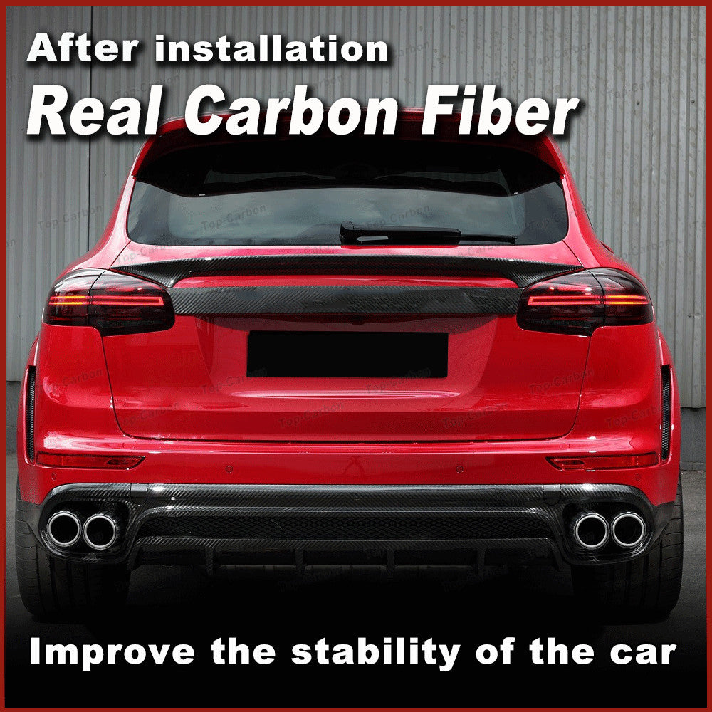 Fit for Porsche for Cayenne Sport Utility Rear Middle Spoiler Trunk Wing REAL CARBON