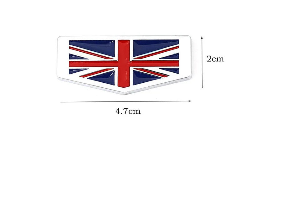 Car side fender rear badge sticker silver metallic 3D Union Jack