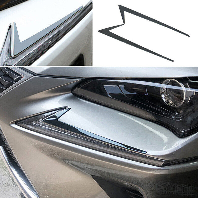 for Lexus NX200t 300h 2015-2021 Black Steel Front Headlight Eyebrow Cover Trim