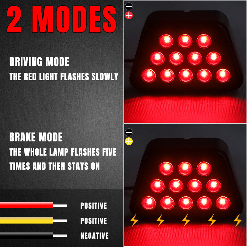 Universal F1 Style 12 LED Flash 3rd Third Rear Tail Brake Stop Strobe Light Lamp