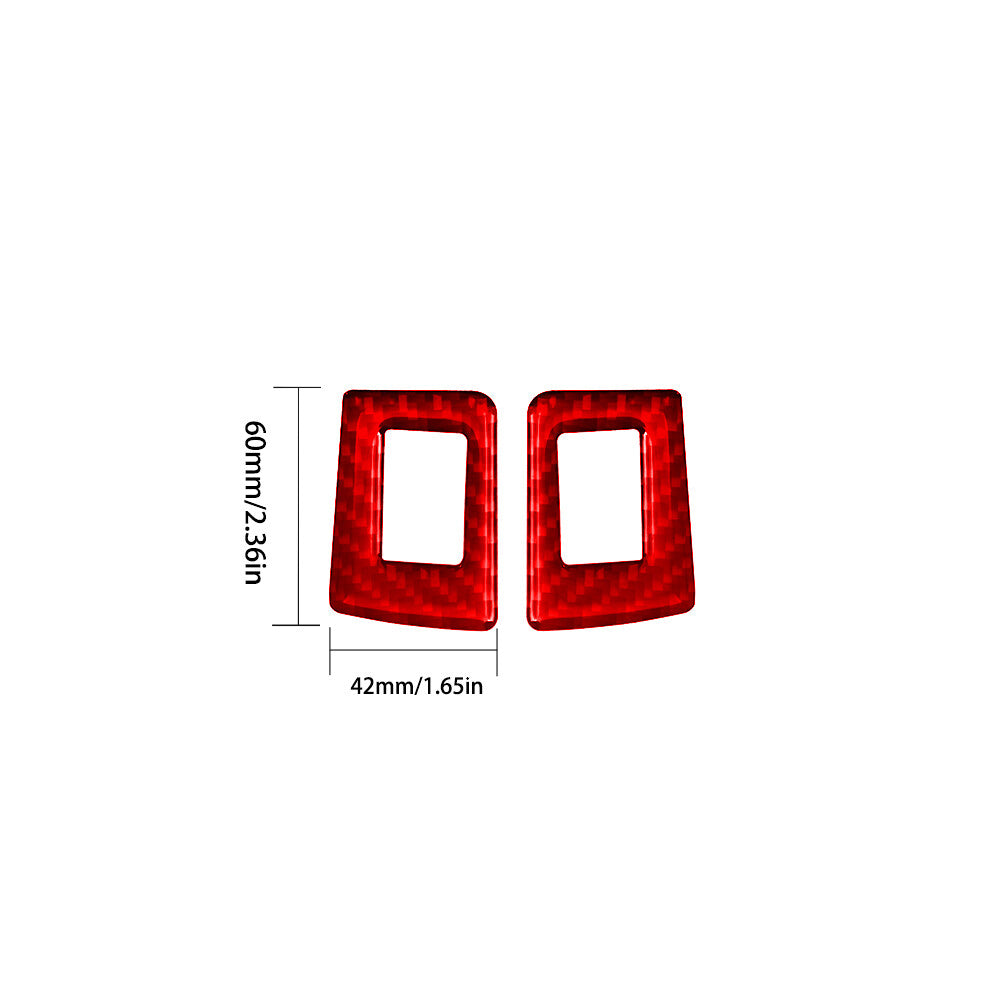 2X Red Carbon Fiber Rear Window Regulator Trim for BMW X5 2000-2006