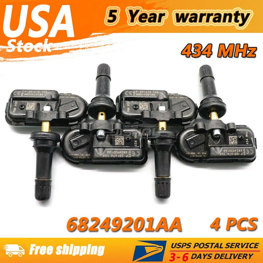Set of 4 68249201AA Tire Pressure Sensor TPMS for Jeep Cherokee for Ram 434MHz