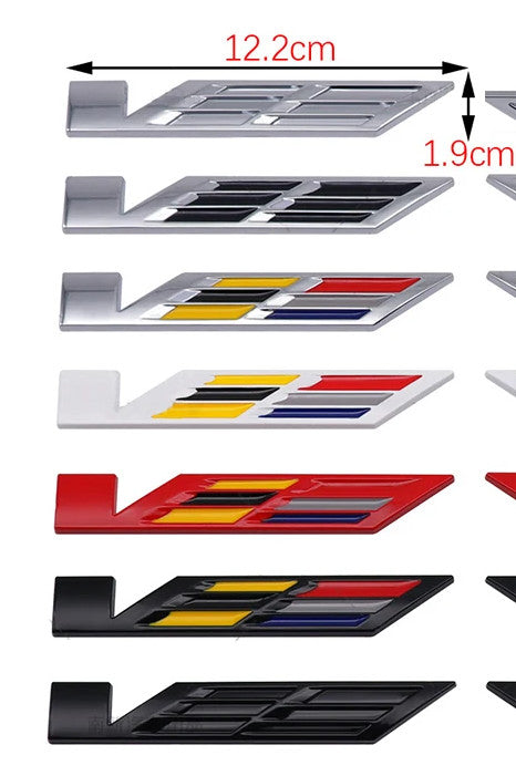 Metallic sticker for Cadillac rear side badge boots, trunk V badge, all black.