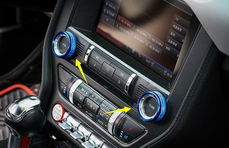 for Ford for Mustang 2015-22 Blue Aluminum Air Conditioning Button Control Ring Trim