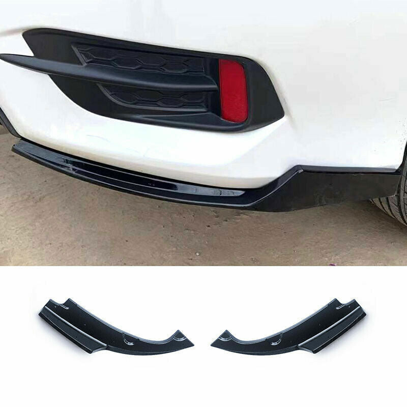 2PCS for Honda for Civic 19-2021 Glossy Black Rear Bumper Lip Diffuser Splitter Trim
