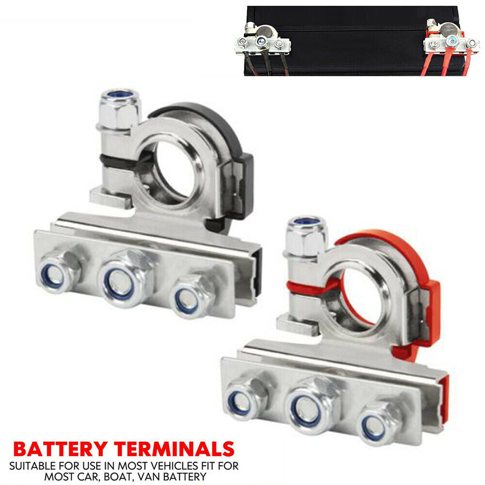 2-Piece Pack of Automotive Battery Terminal Connector Wire and Cable Clamps (Positive and Negative)