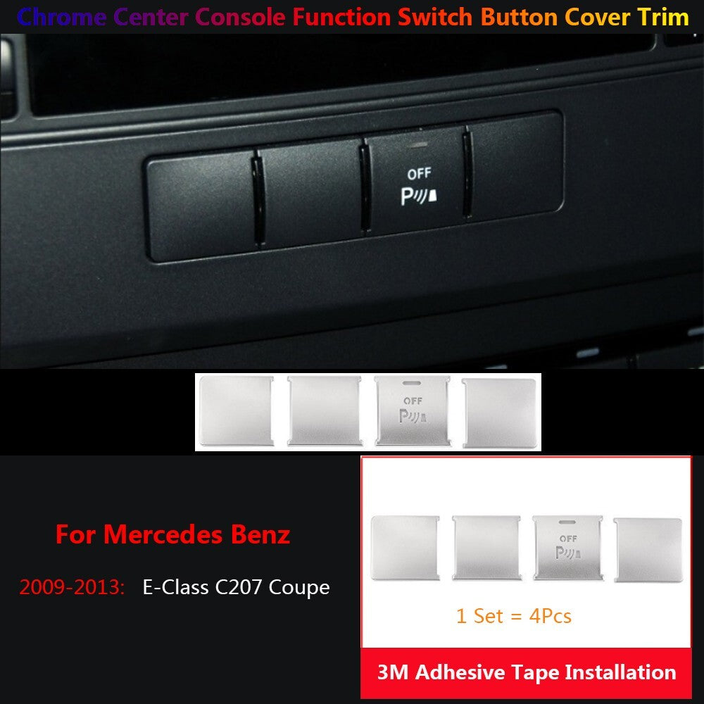 4x for Mercedes-Benz E C207 Car Center Console Function Switch Button Cover Trim